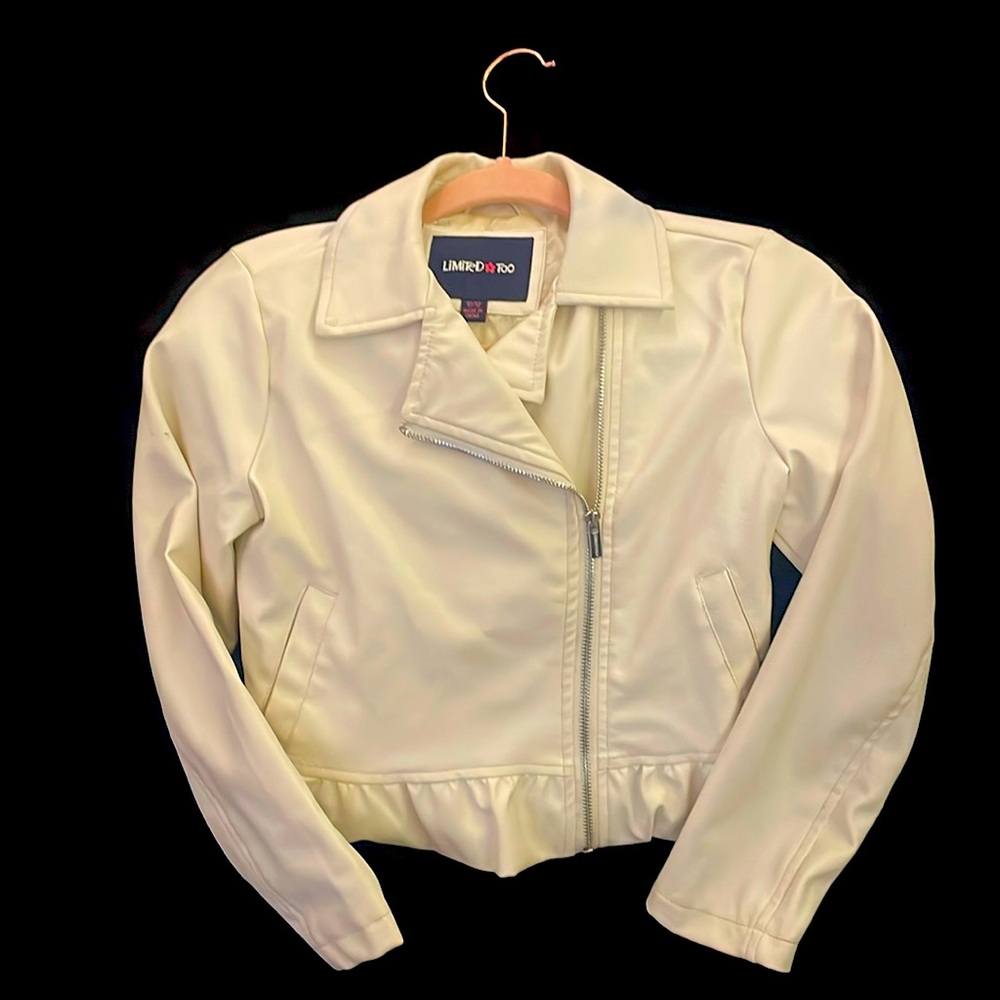 White Faux Leather Girls Jacket